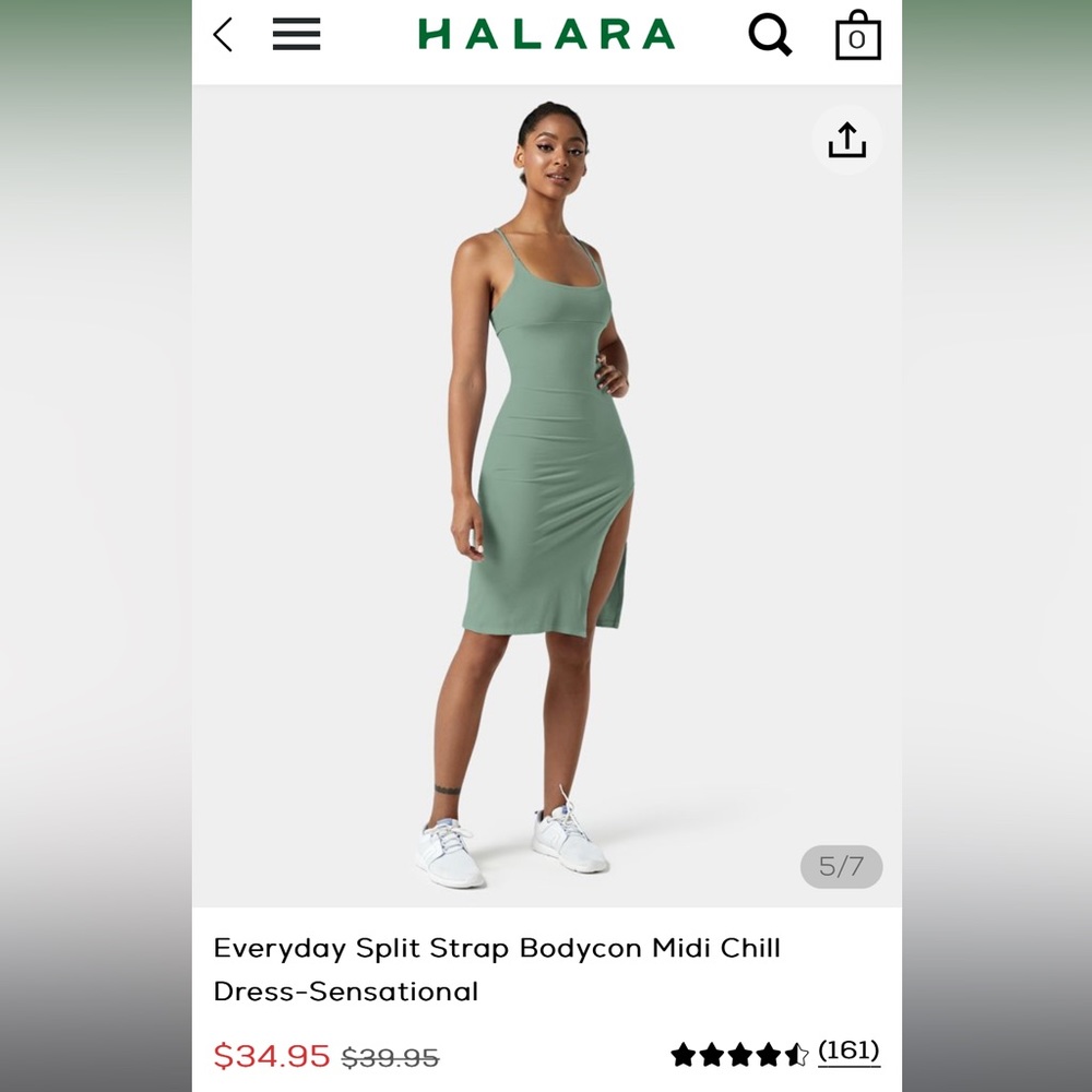 Halara midi dress. Split hem, cross and tie back.